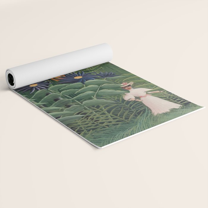 Woman Walking in an Exotic Forest (Femme se promenant dans une foreÌt exotique) (1905) by Henri Rousseau.  Yoga Mat Gallery Image 2