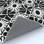 Black and white retro flower art pattern Rug Gallery Image 4