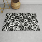 Black and white retro flower art pattern Rug Gallery Image 1