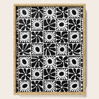 Black and white retro flower art pattern Serving Tray Gallery Image 1