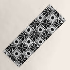 Black and white retro flower art pattern Yoga Mat Gallery Image 1
