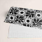 Black and white retro flower art pattern Wrapping Paper Gallery Image 2