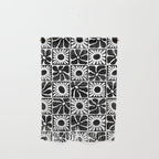 Black and white retro flower art pattern Wall Hanging Gallery Image 1