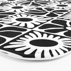 Black and white retro flower art pattern Bath Mat Gallery Image 3