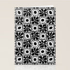 Black and white retro flower art pattern Stationery Card Gallery Image 2