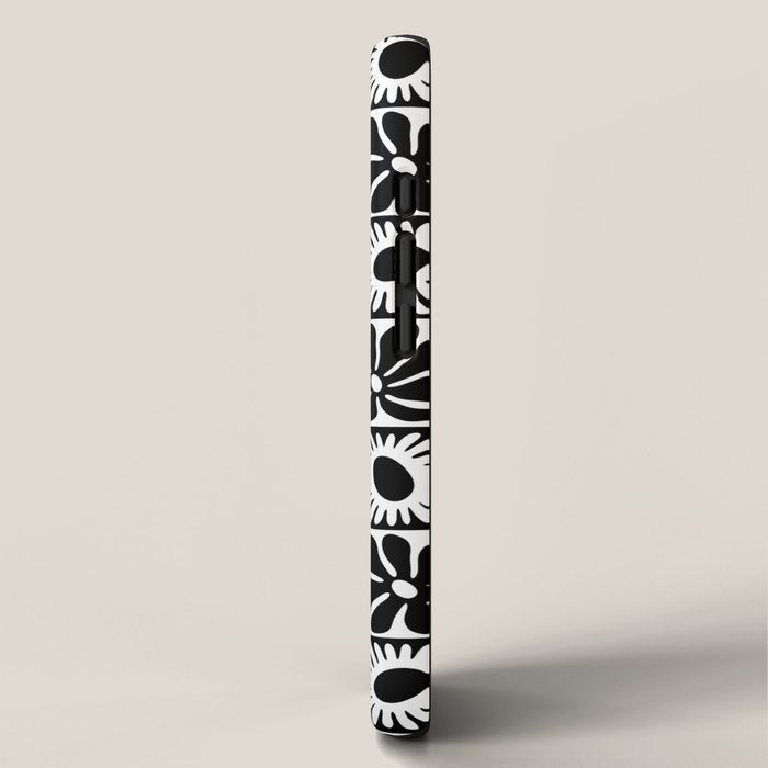 Black and white retro flower art pattern iPhone Case Gallery Image 2