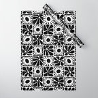 Black and white retro flower art pattern Wrapping Paper Gallery Image 1