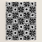 Black and white retro flower art pattern Jigsaw Puzzle Gallery Image 1