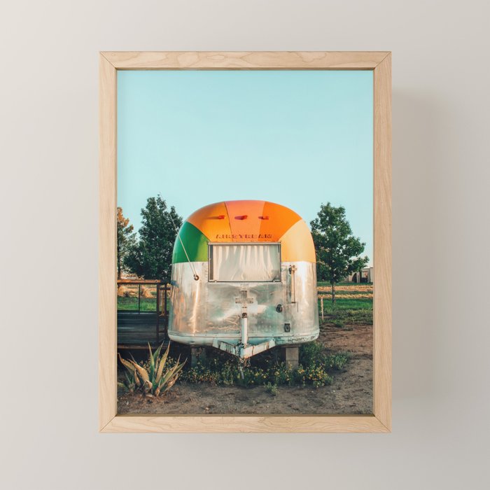 Rainbow trailer in Marfa, West Texas Mini Art Print Gallery Image 1