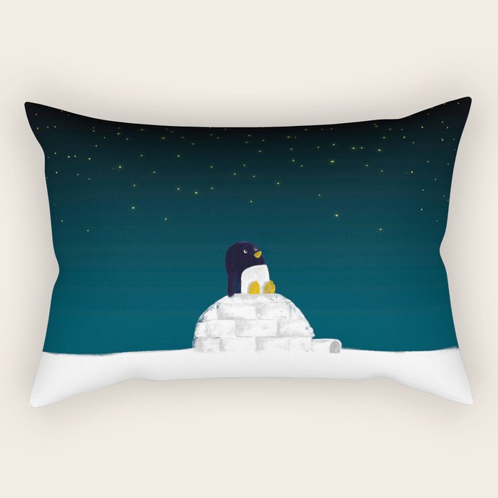 Star gazing - Penguin's dream of flying Rectangular Pillow Gallery Image 1