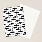 Sharks - shark week trendy black and white minimal kids pattern print Stationery Card Gallery Image 2