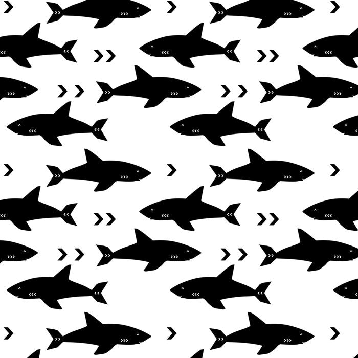 Sharks - shark week trendy black and white minimal kids pattern print Coffee Mug Gallery Image 2