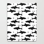 Sharks - shark week trendy black and white minimal kids pattern print Notebook Gallery Image 4