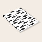 Sharks - shark week trendy black and white minimal kids pattern print Notebook Gallery Image 2