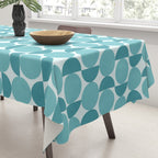 Mid Century Modern Geometric Shapes Aqua Blue Tablecloth Gallery Image 3