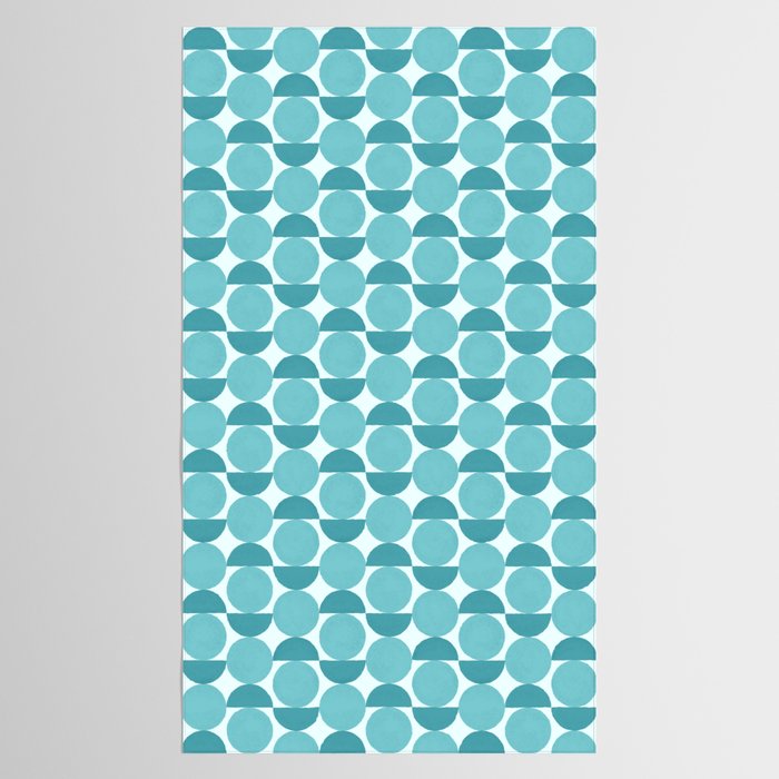 Mid Century Modern Geometric Shapes Aqua Blue Tablecloth Gallery Image 2