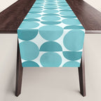 Mid Century Modern Geometric Shapes Aqua Blue Table Runner Gallery Image 1