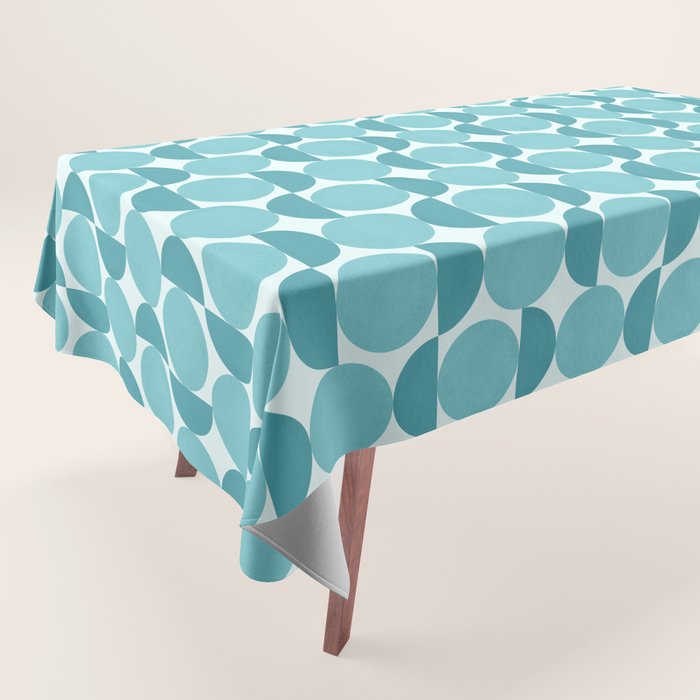 Mid Century Modern Geometric Shapes Aqua Blue Tablecloth Gallery Image 1