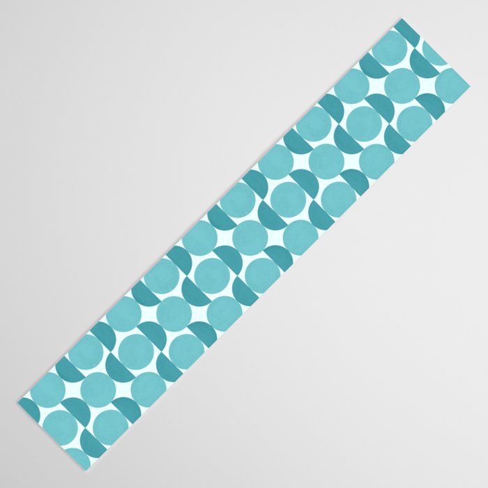 Mid Century Modern Geometric Shapes Aqua Blue Table Runner Gallery Image 3