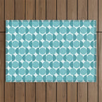 Mid Century Modern Geometric Shapes Aqua Blue Outdoor Rug Gallery Image 1