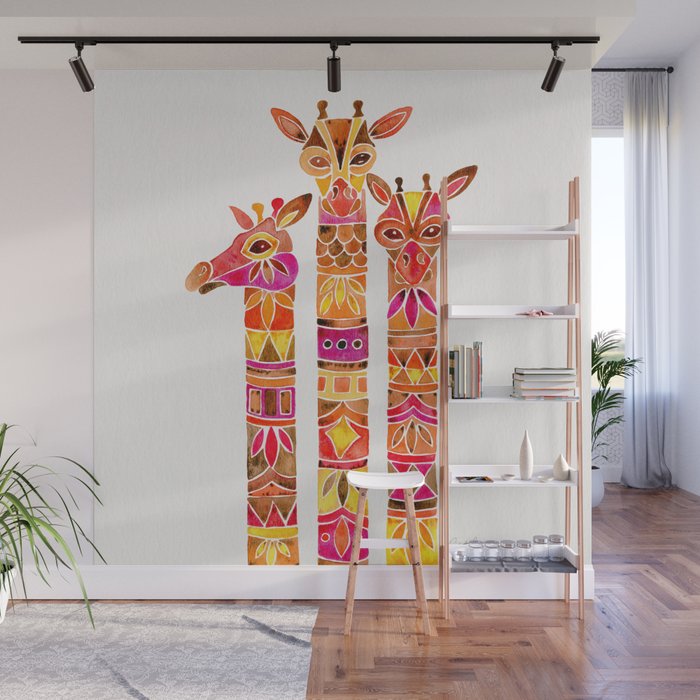 Giraffes - Fiery Palette Wall Mural Gallery Image 1