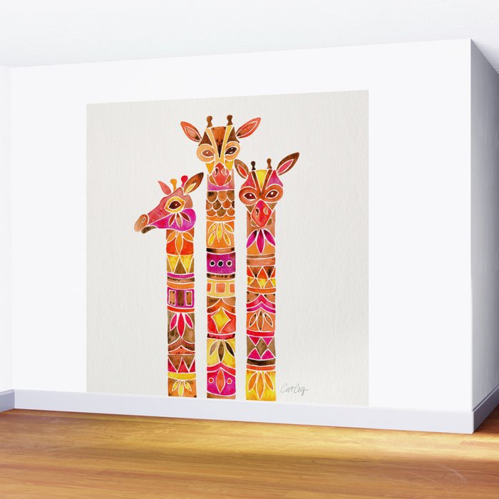 Giraffes - Fiery Palette Wall Mural Gallery Image 2