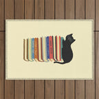 Hidden cat 31 reading books  Outdoor Rug Gallery Image 1