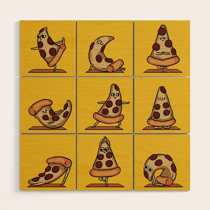 Pizza Yoga Wood Wall Art Gallery Image 1