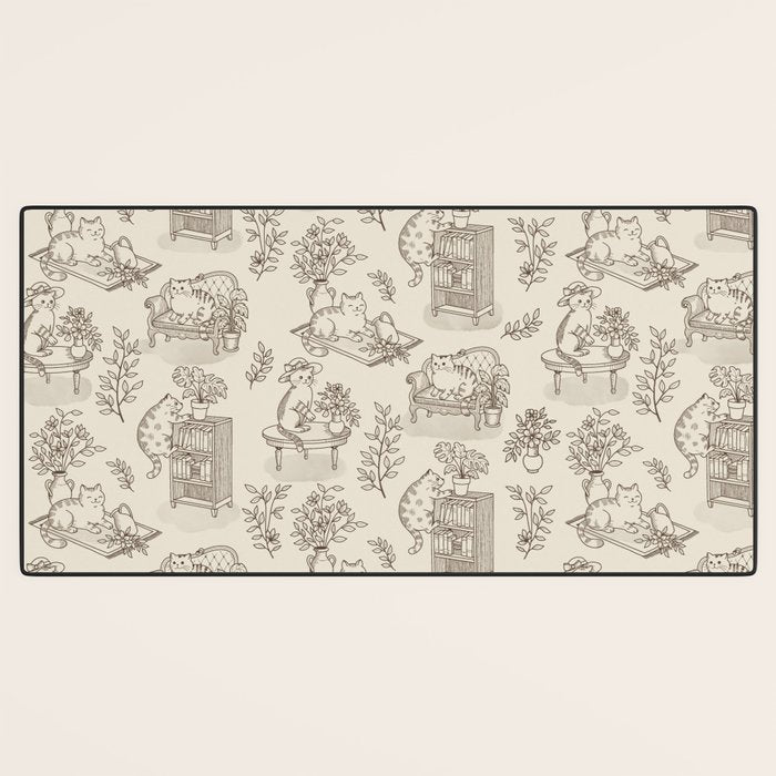 Chonky Cats Toile de Jouy Desk Mat Gallery Image 3