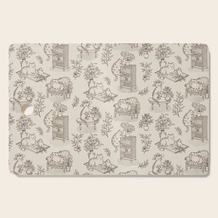 Chonky Cats Toile de Jouy Cutting Board Gallery Image 1