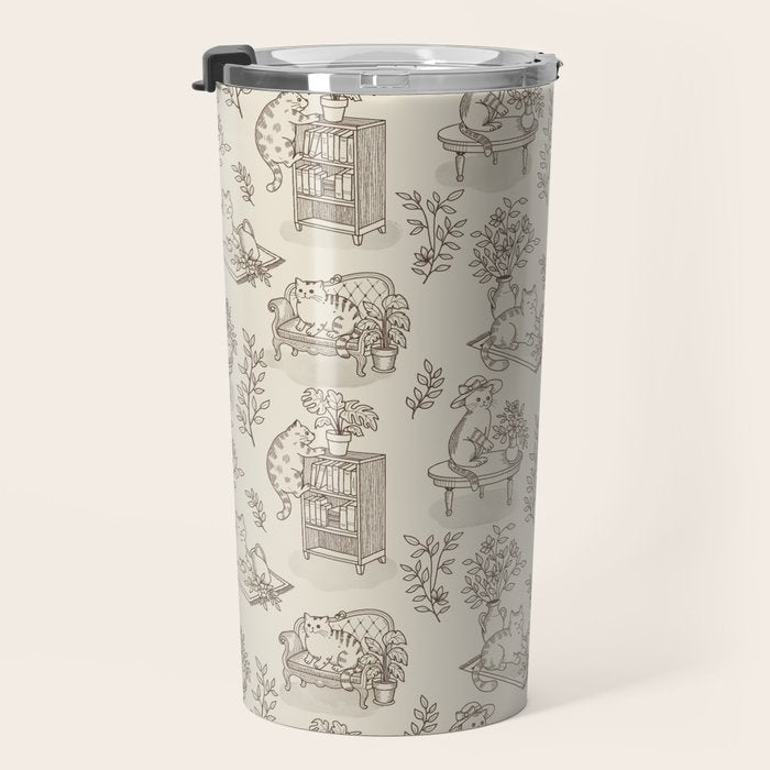 Chonky Cats Toile de Jouy Travel Mug Gallery Image 3
