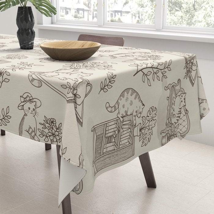 Chonky Cats Toile de Jouy Tablecloth Gallery Image 3