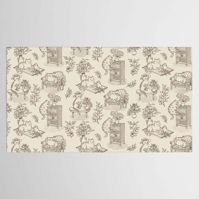 Chonky Cats Toile de Jouy Tablecloth Gallery Image 2
