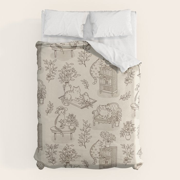 Chonky Cats Toile de Jouy Duvet Cover Gallery Image 6