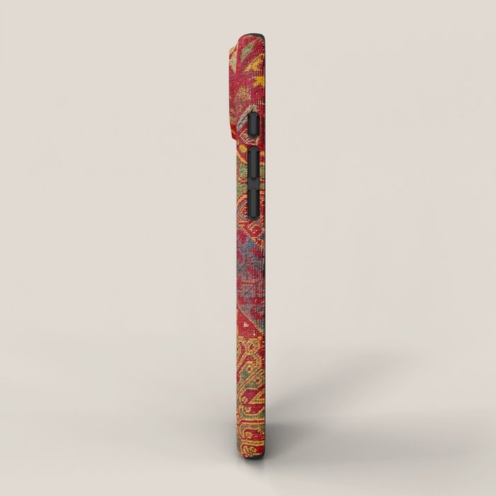 Bohemian Medallion VI // 15th Century Old Distressed Red Green Blue Coloful Ornate Rug Pattern iPhone Case Gallery Image 2