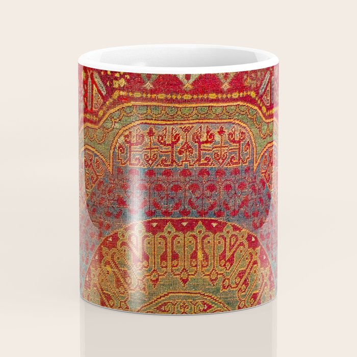Bohemian Medallion VI // 15th Century Old Distressed Red Green Blue Coloful Ornate Rug Pattern Coffee Mug Gallery Image 4