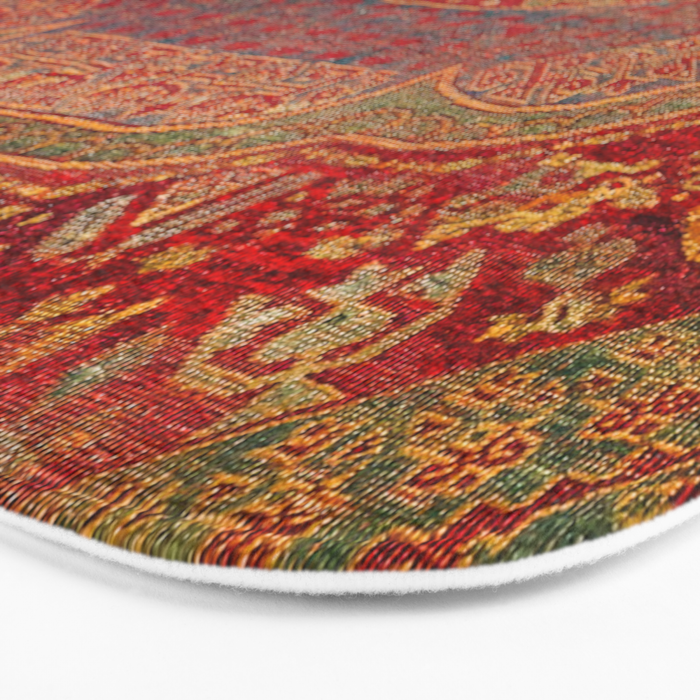 Bohemian Medallion VI // 15th Century Old Distressed Red Green Blue Coloful Ornate Rug Pattern Bath Mat Gallery Image 3