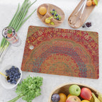 Bohemian Medallion VI // 15th Century Old Distressed Red Green Blue Coloful Ornate Rug Pattern Cutting Board Gallery Image 2