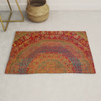 Bohemian Medallion VI // 15th Century Old Distressed Red Green Blue Coloful Ornate Rug Pattern Rug Gallery Image 1