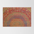 Bohemian Medallion VI // 15th Century Old Distressed Red Green Blue Coloful Ornate Rug Pattern Rug Gallery Image 2
