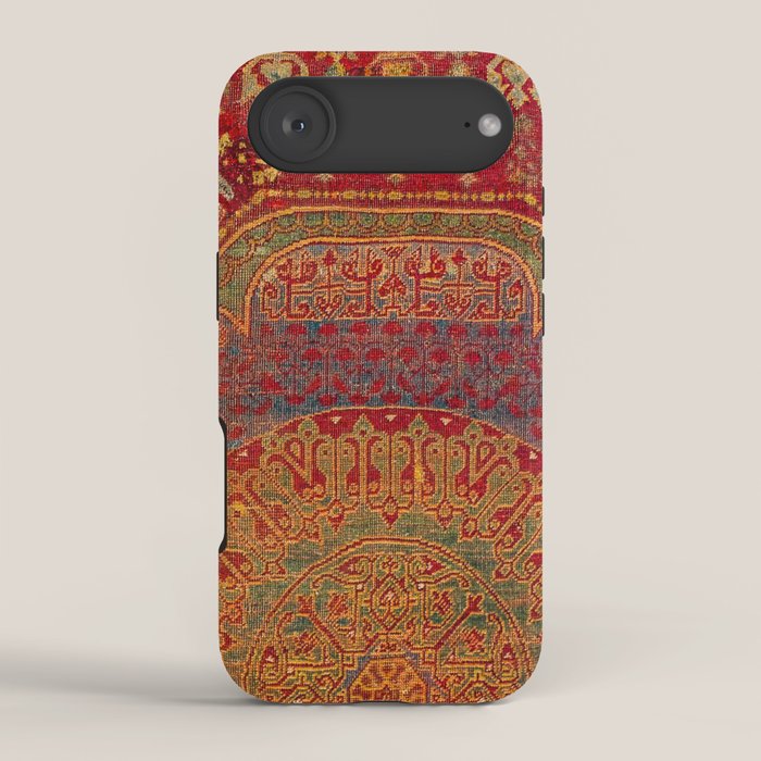 Bohemian Medallion VI // 15th Century Old Distressed Red Green Blue Coloful Ornate Rug Pattern iPhone Case Gallery Image 2