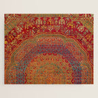 Bohemian Medallion VI // 15th Century Old Distressed Red Green Blue Coloful Ornate Rug Pattern Jigsaw Puzzle Gallery Image 1