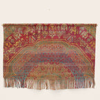 Bohemian Medallion VI // 15th Century Old Distressed Red Green Blue Coloful Ornate Rug Pattern Wall Hanging Gallery Image 1