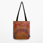 Bohemian Medallion VI // 15th Century Old Distressed Red Green Blue Coloful Ornate Rug Pattern Tote Bag Gallery Image 2