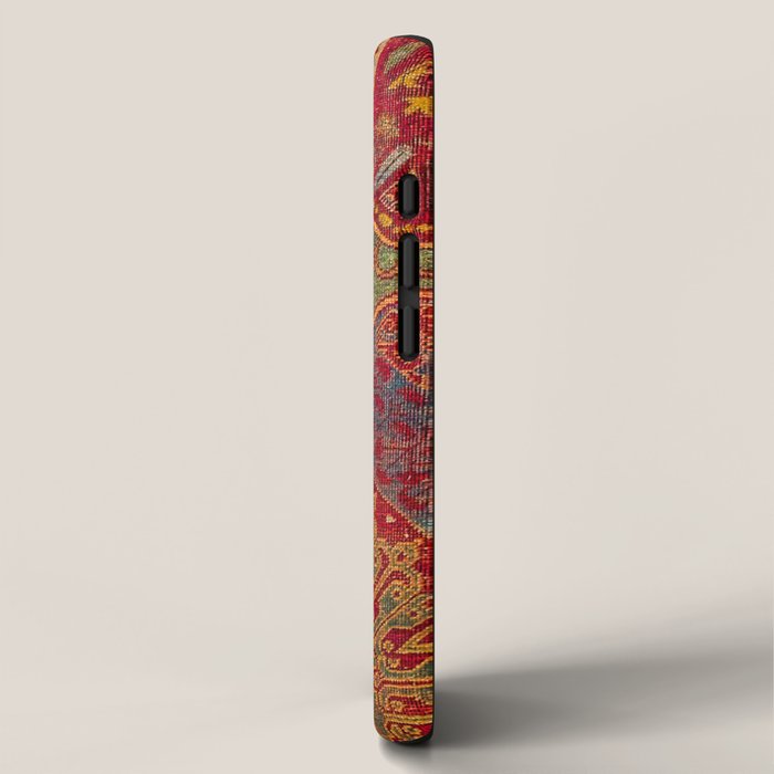 Bohemian Medallion VI // 15th Century Old Distressed Red Green Blue Coloful Ornate Rug Pattern iPhone Case Gallery Image 2
