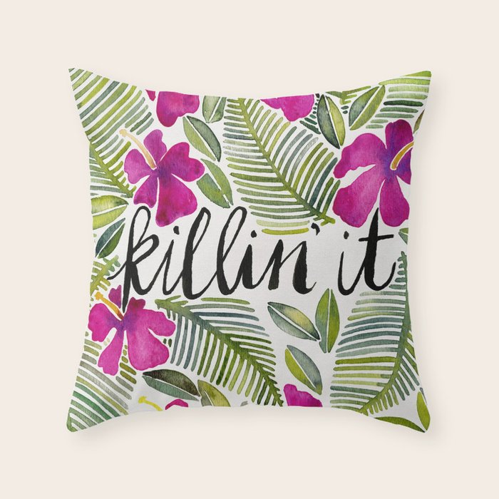 Killin' It - Tropical Pink Throw Pillow Gallery Image 1