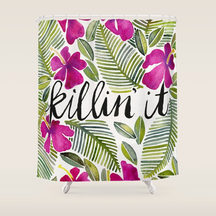 Killin' It - Tropical Pink Shower Curtain Gallery Image 1