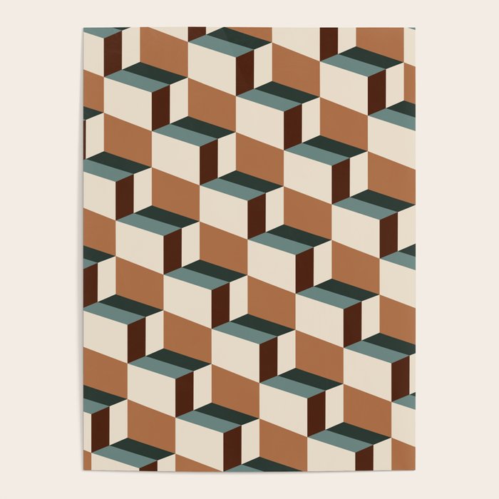 Cuboid Geometric Abstract Shapes Pattern VIII Poster Gallery Image 1