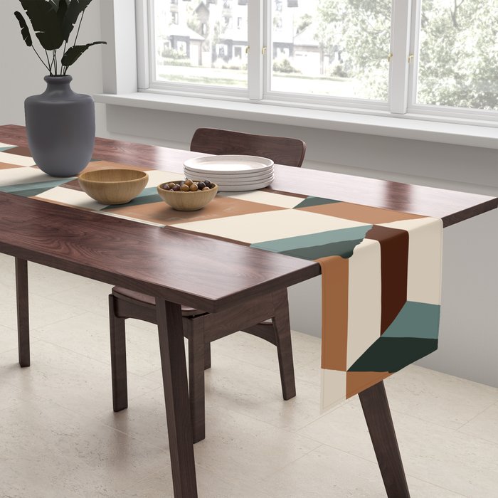 Cuboid Geometric Abstract Shapes Pattern VIII Table Runner Gallery Image 2