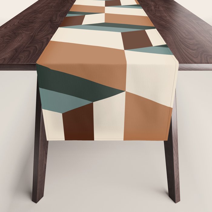 Cuboid Geometric Abstract Shapes Pattern VIII Table Runner Gallery Image 1